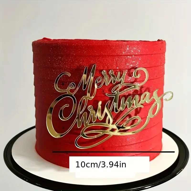Gold Merry Christmas Cake Topper â€“ 10cm Script Design