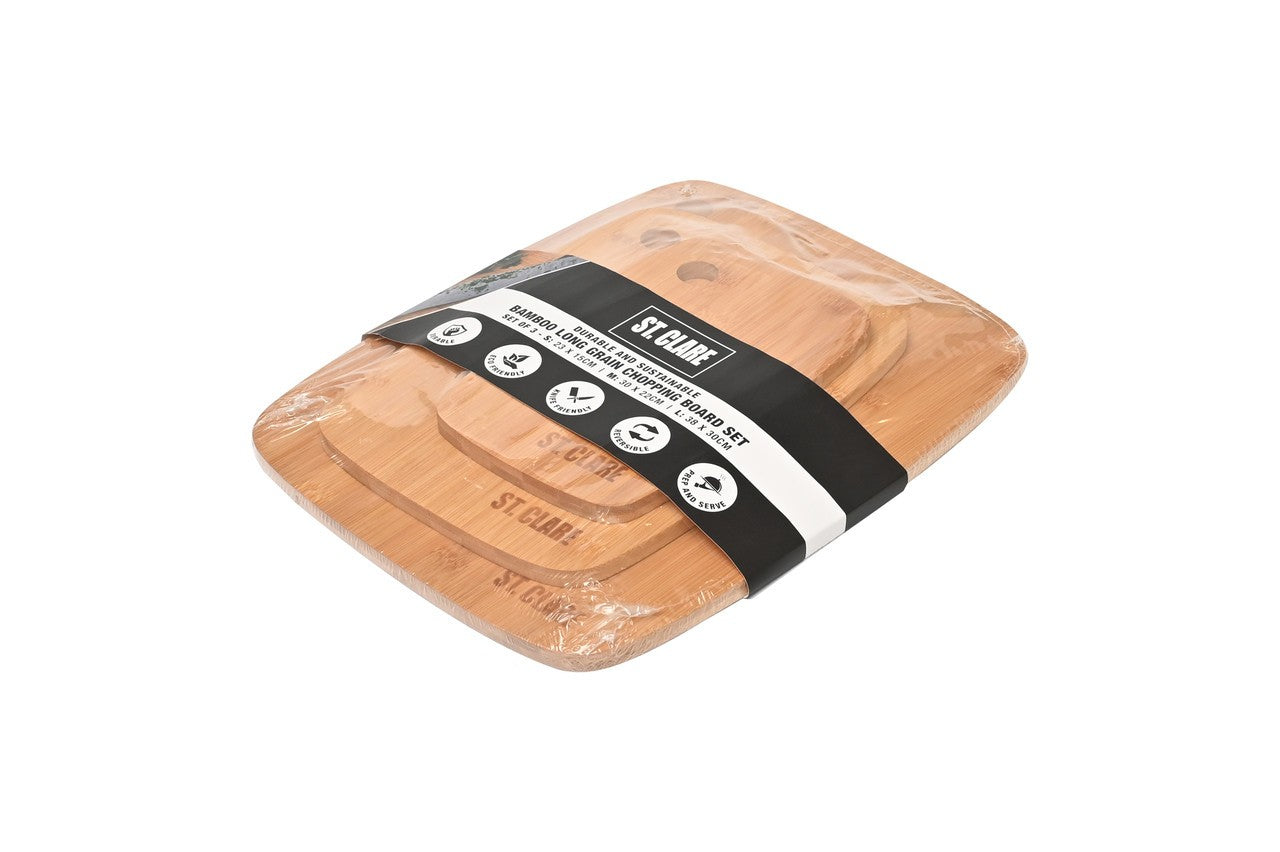St Clare Bamboo Long Grain Chopping Board set of 3