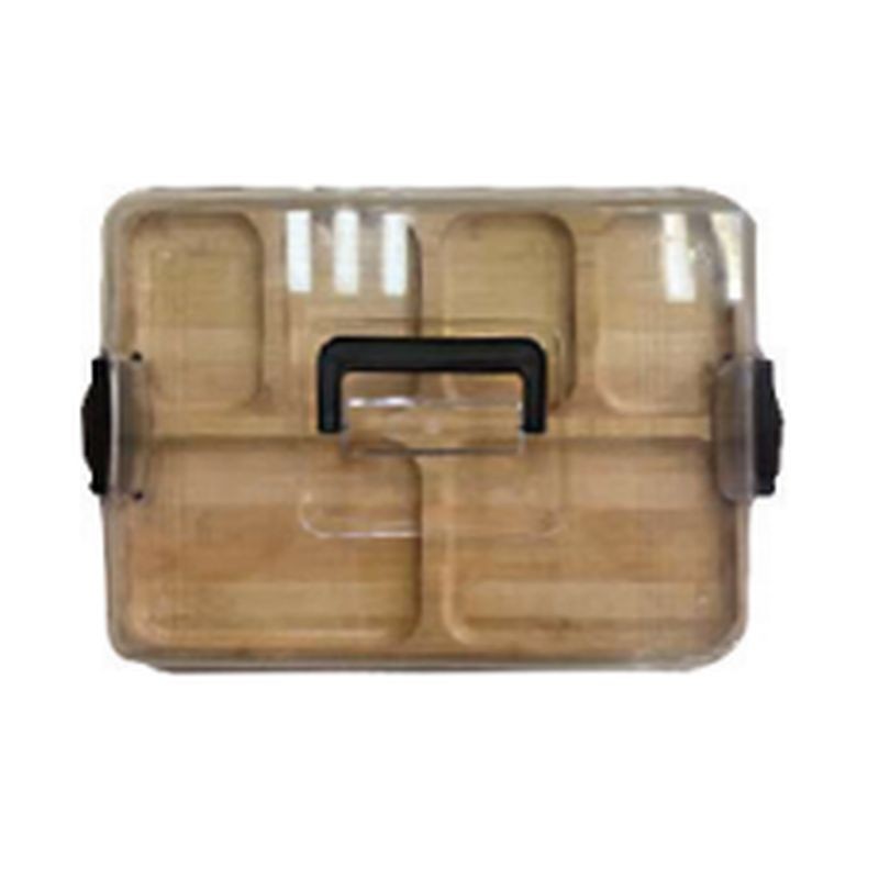 St Clare 6 Compartment Bamboo Tray with Lid Rectangle