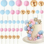 Cake Topper Ball Set – Gold Blue and Pink 21 piece