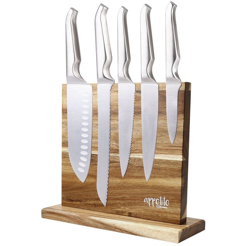 Appetito Magnetic Knife Stand Double Sided Acacia Block