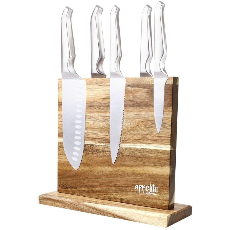 Appetito Magnetic Knife Stand Double Sided Acacia Block