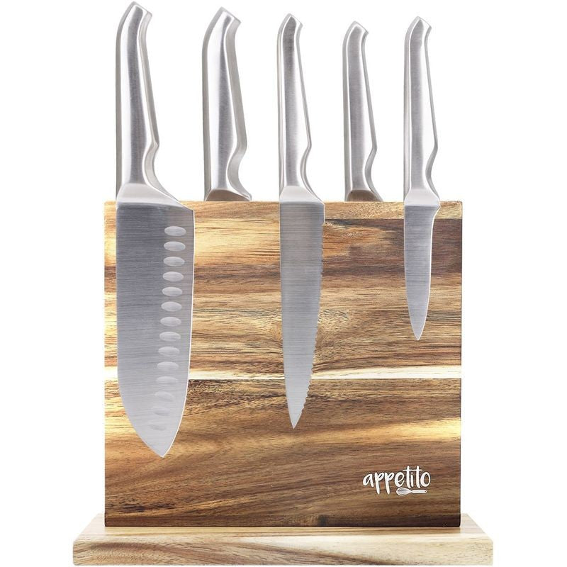 Appetito Magnetic Knife Stand Double Sided Acacia Block