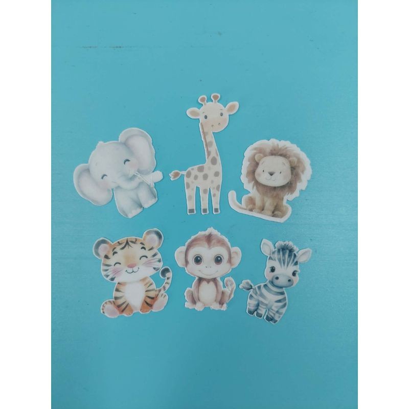 Cupcake Toppers - Edible Wafer Top - Safari Animals 12pk