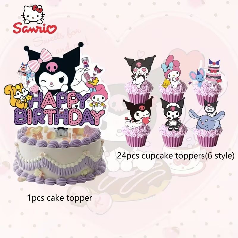 sanrio-kuromi-cake-cupcake-topper-set-25-piece