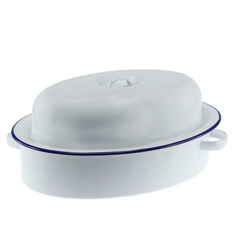Falcon Oval Roaster - 32cm/3L White/Blue