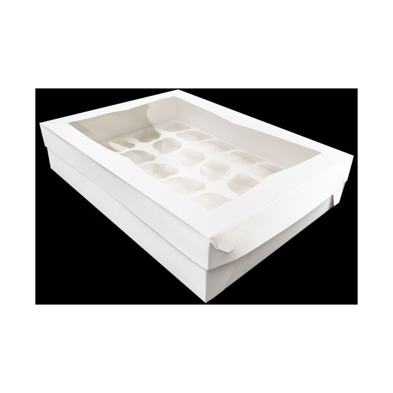 24 Hole White Cupcake Box with PVC Window