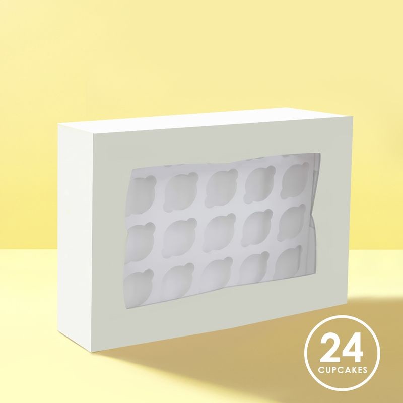 24 Hole White Cupcake Box with PVC Window