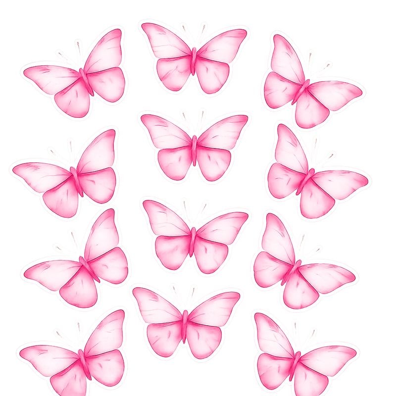 Cupcake Toppers - Edible Wafer Top - Light Pink Butterflies 12pk