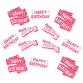Cupcake Toppers - Edible Wafer Top - Happy Birthday Script in Pink 12pk