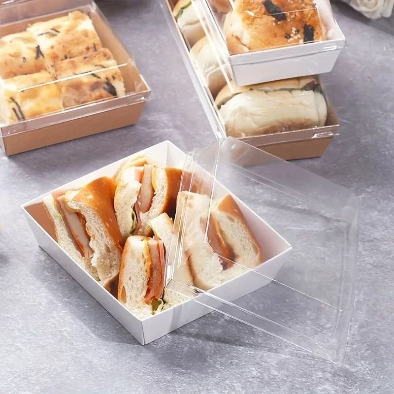 White Dessert Box with Clear Lid 11 x 12 x 5cm 5 pack