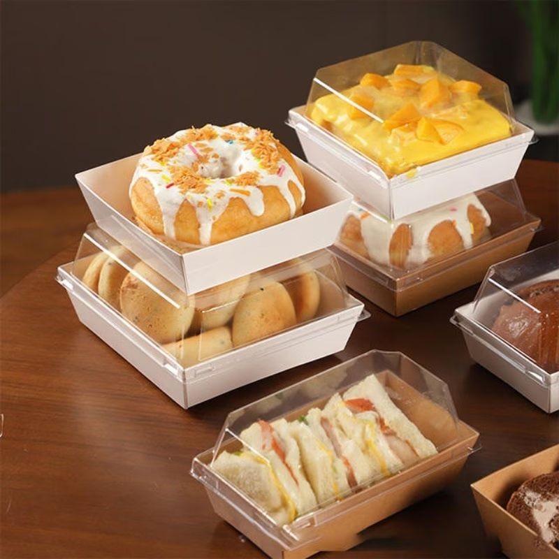 White Dessert Box with Clear Lid 11 x 12 x 5cm 5 pack