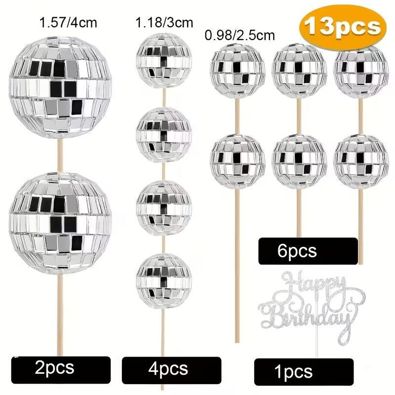 cake-topper-mirror-ball-topper-13pcs-set