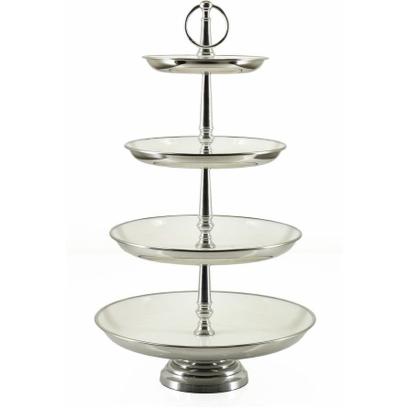 4 Tier Cup Cake Stand White Enamel 30x52cm