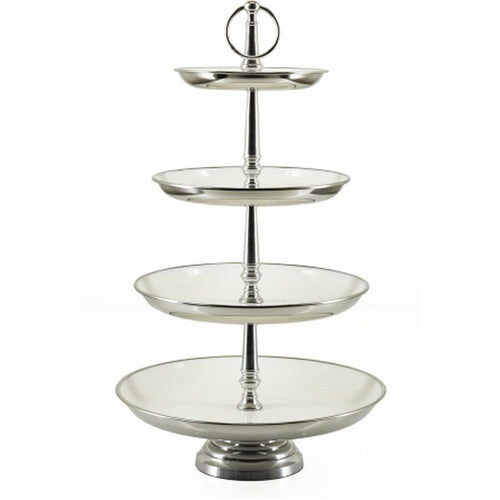 4 Tier Cup Cake Stand White Enamel 30x52cm
