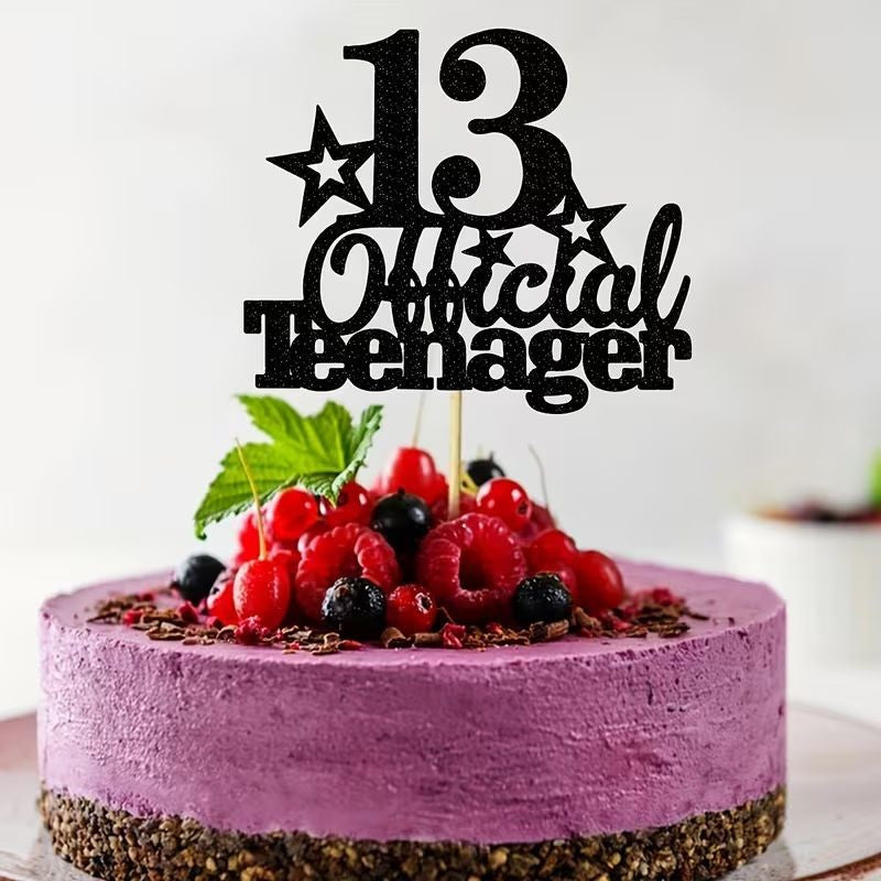 official-teenager-cake-topper-black-glitter-with-star