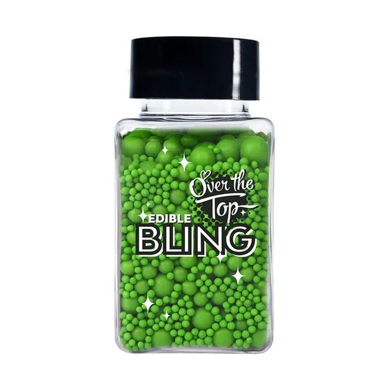 Over The Top Edible Bling Sprinkles Leaf Green Medley 65G