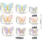 Cake Topper Butterflies Blue Pink Purple 50pcs Set
