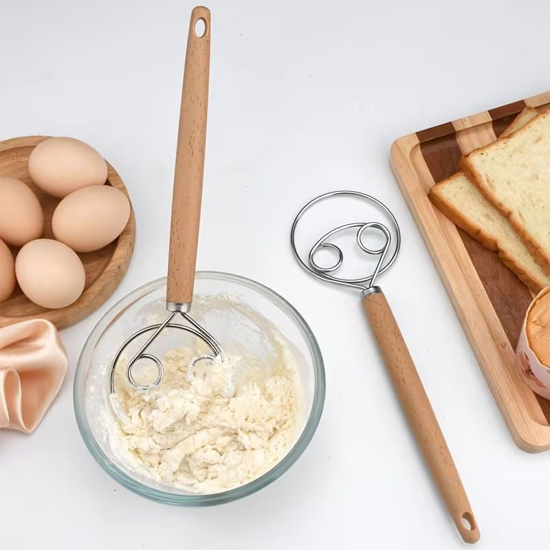 Danish Dough Whisk Wooden Handle 24cm