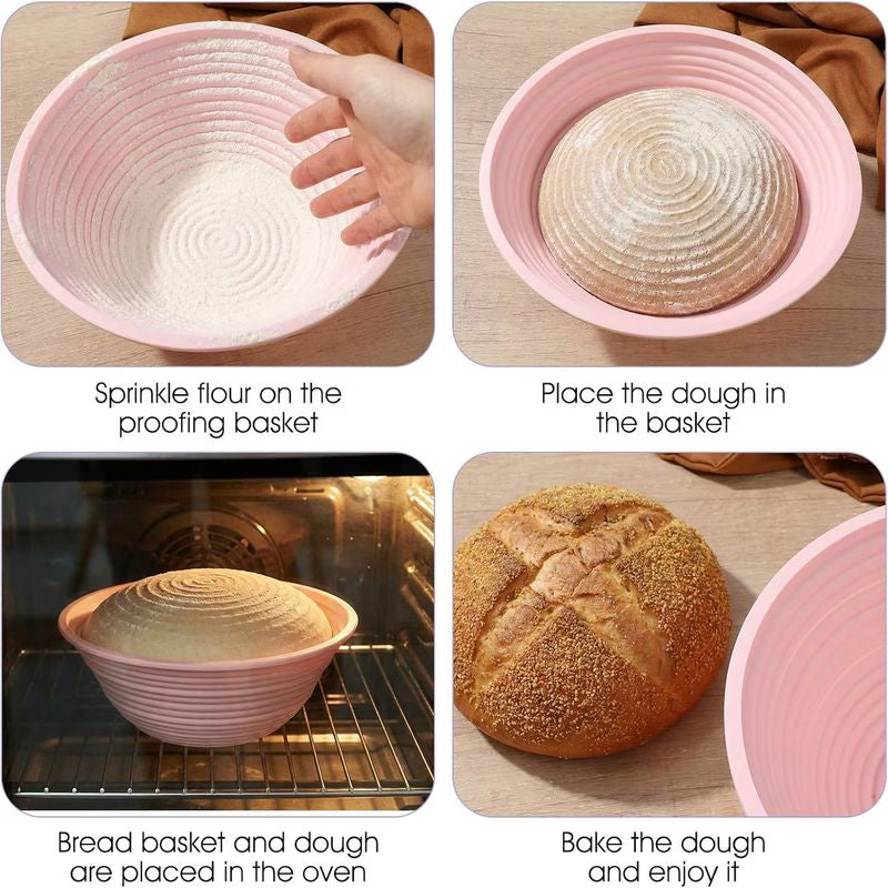 Silicone Round Bread Proofing Basket Pink – 9 Inch