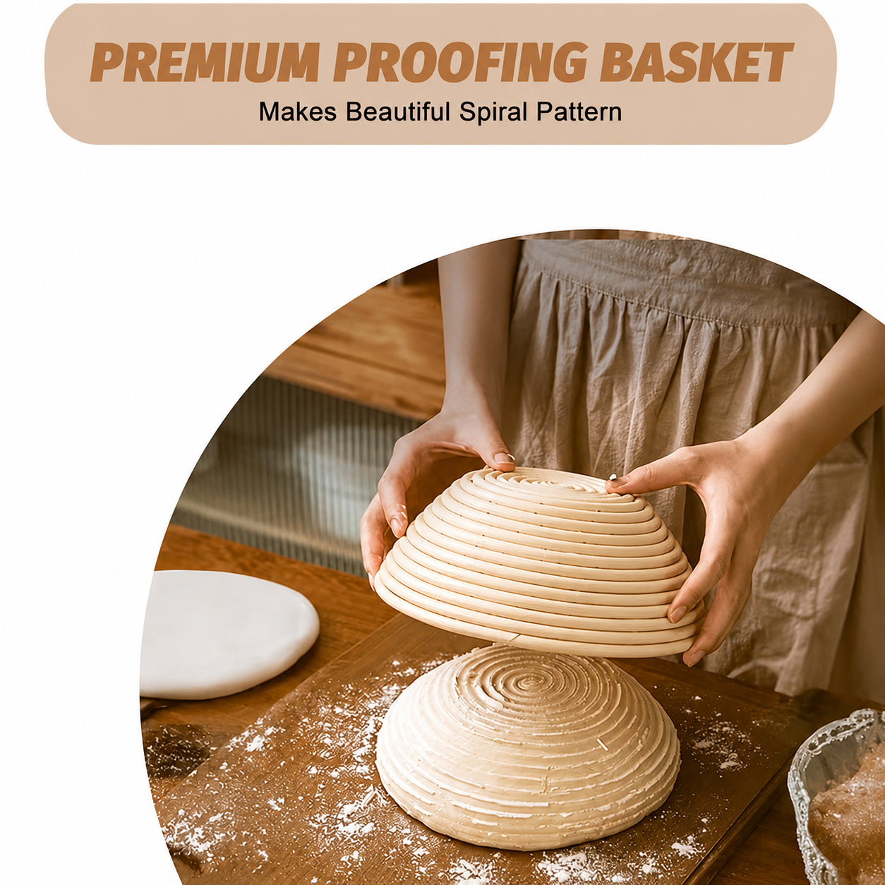 Round Banneton Proofing Basket with Liner 23.68cm