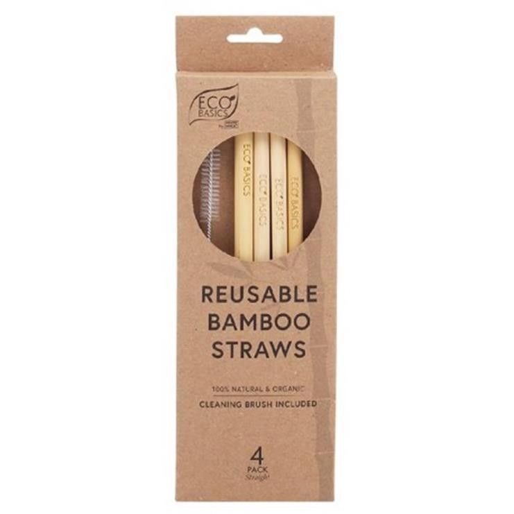 WM Eco Basics Bamboo Straws/Brush 4pk