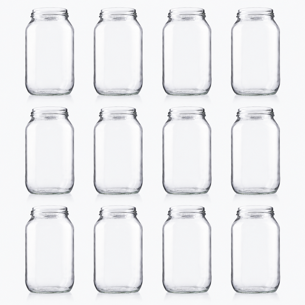 Plasdene Glass Round Food Jar with Twist Finish - 750ml 12 pack