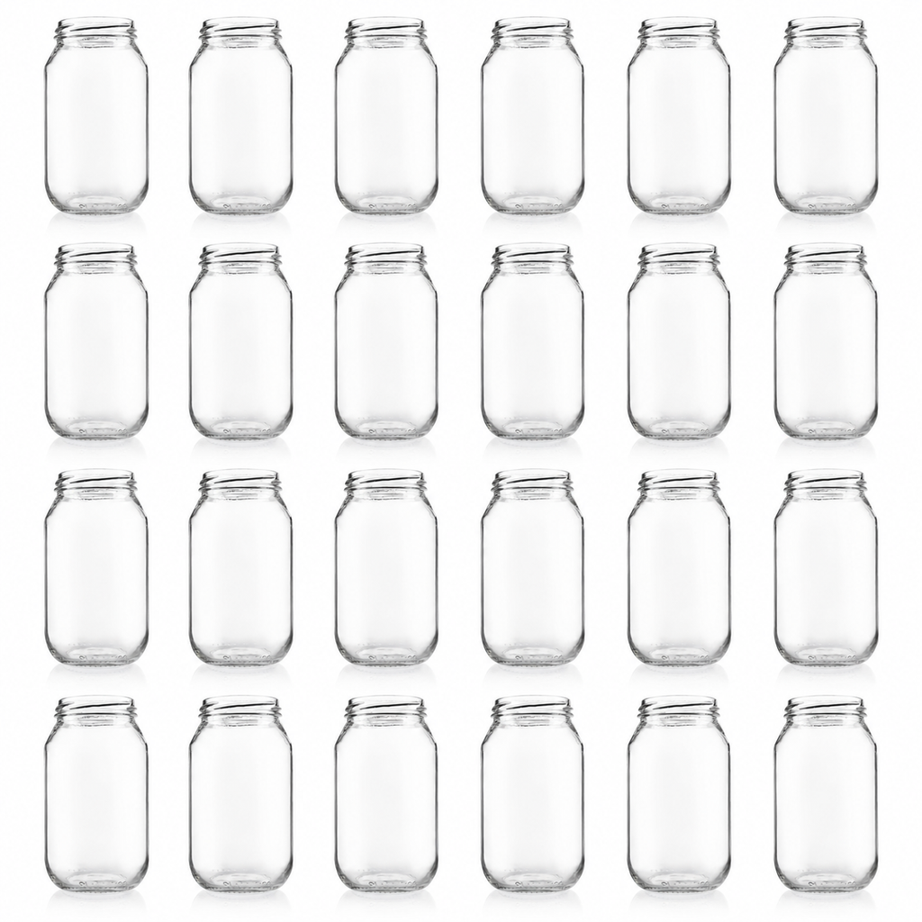 Plasdene Glass Round Food Jar with Twist Finish - 500ml 24 pack