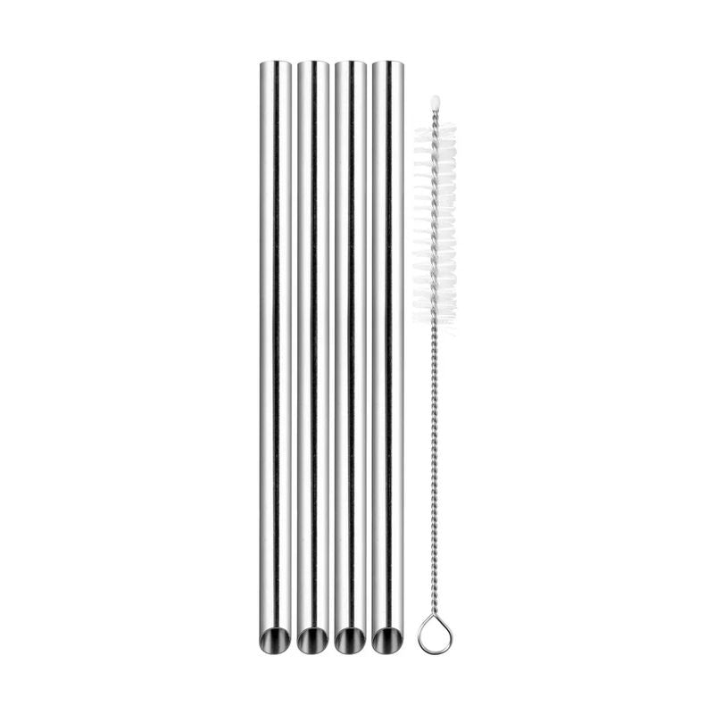 Avanti Bubble Tea Straws with Cleaning Brush - Stainless Steel - Set of 4