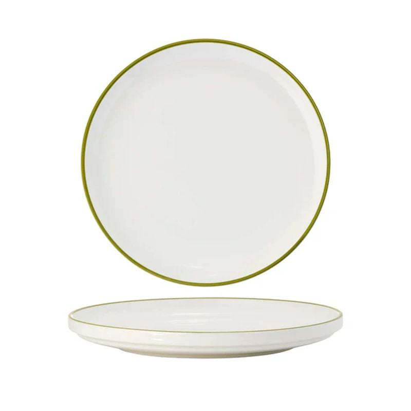 Tablekraft Core Round Plate with Olive Green Walled Lip Rim 200x23mm