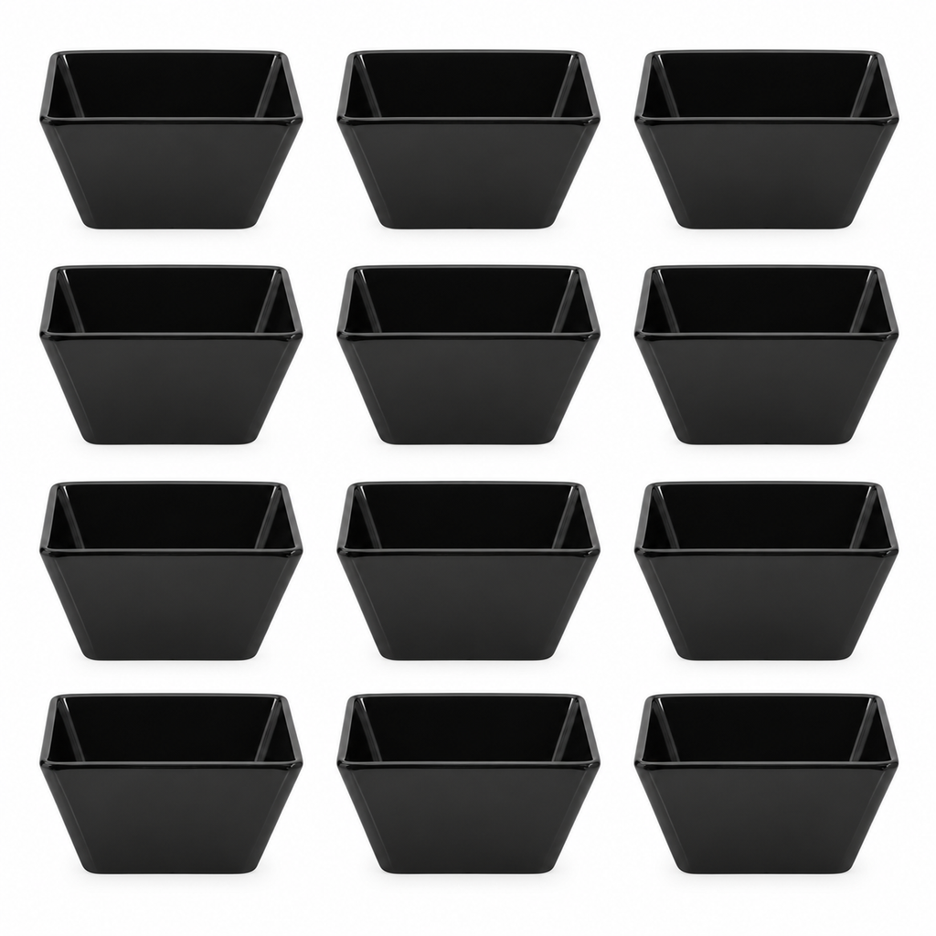Ryner Melamine Square Bowl - 10 x 10 x 6cm Black - 12 Pack