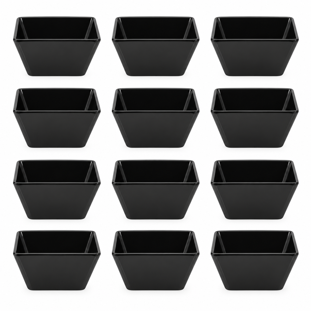 Ryner Melamine Square Bowl - 10 x 10 x 6cm Black - 12 Pack