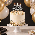 C&C Happy Birthday Candle Plaque - Black & White