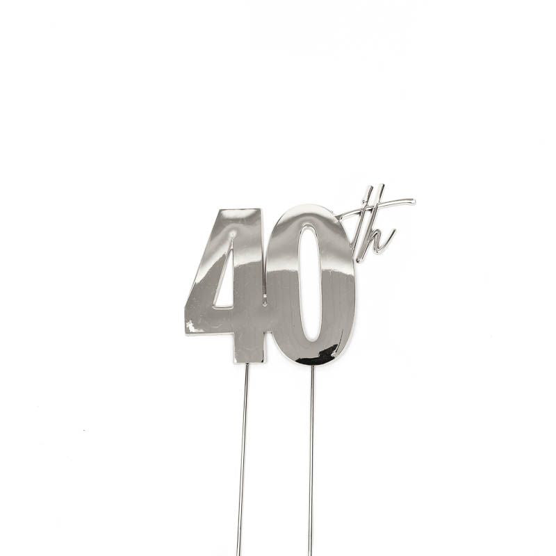 C&C SILVER Metal Cake Topper - 40th