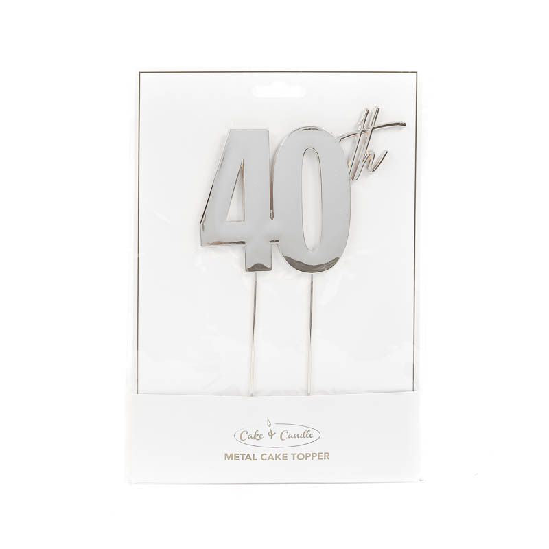 C&C SILVER Metal Cake Topper - 40th
