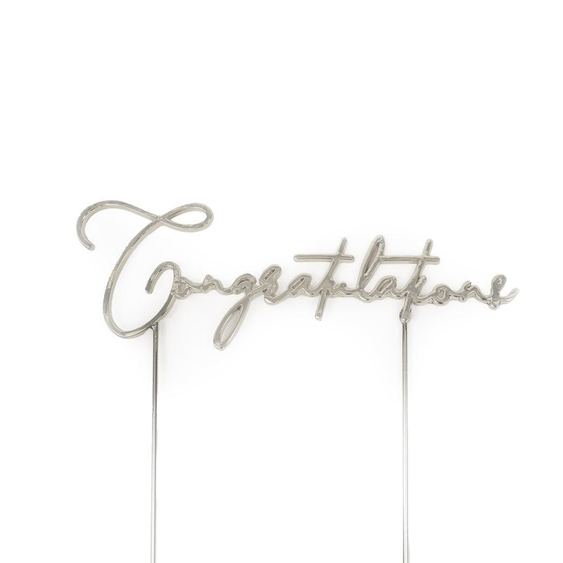 C&C Metal Cake Topper - Silver Plated Congratulations