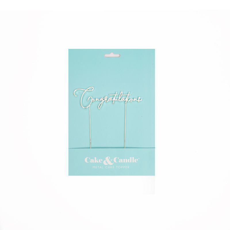 C&C Metal Cake Topper - Silver Plated Congratulations