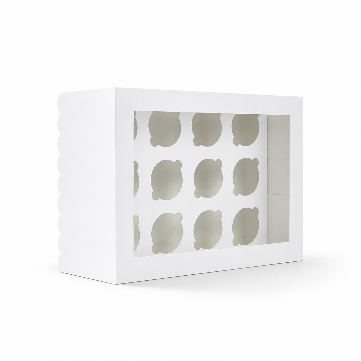 Papyrus & Co Tall Scalloped Cupcake Box - 12 Hole - White