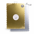 Papyrus Rectangle Dual-Colour Scalloped Cake Board - Gold & Silver 14x10inch