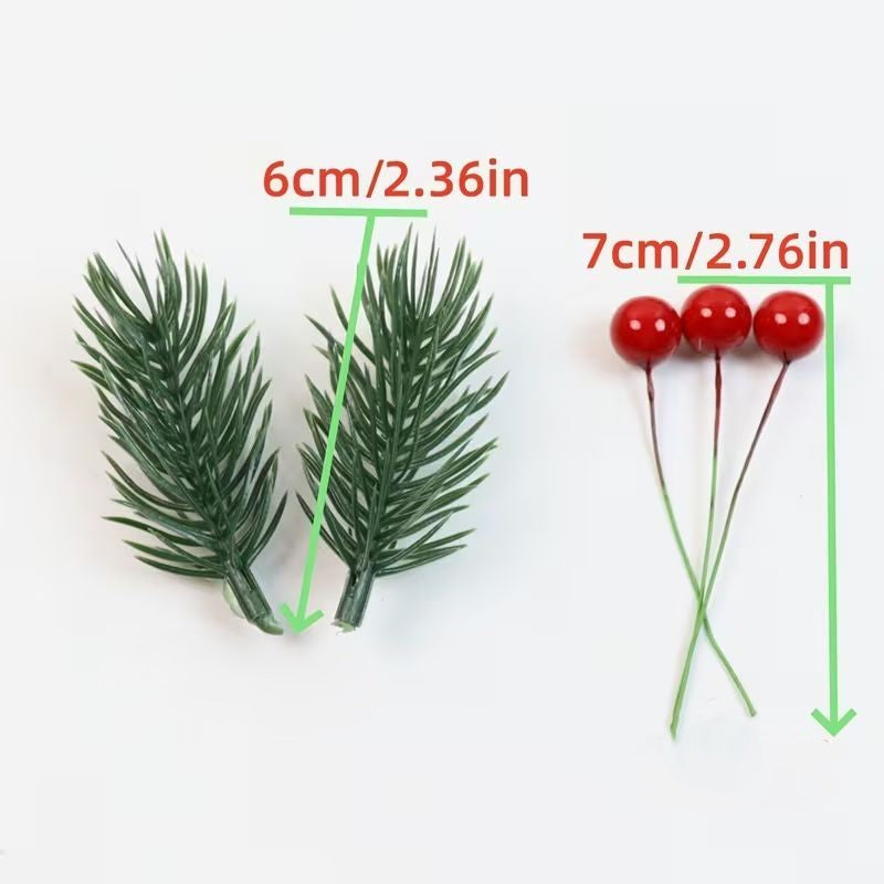 Cake Topper Mini Pine Needle & Berry 5 pack