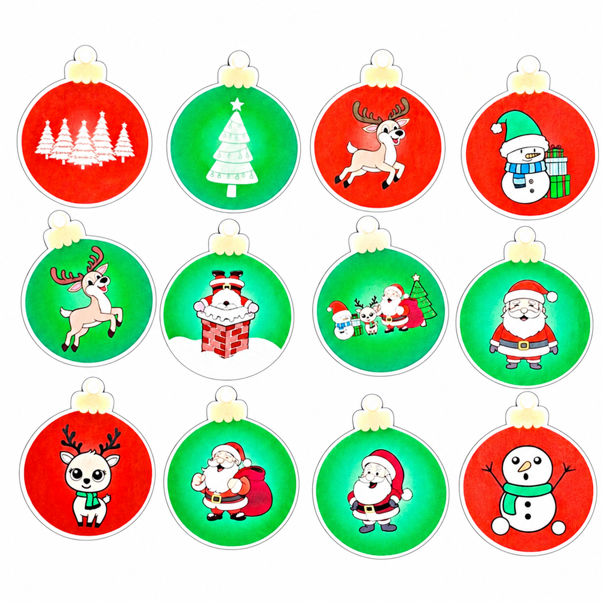 Cupcake Toppers - Edible Wafer Top - Christmas Baubles - 12pk