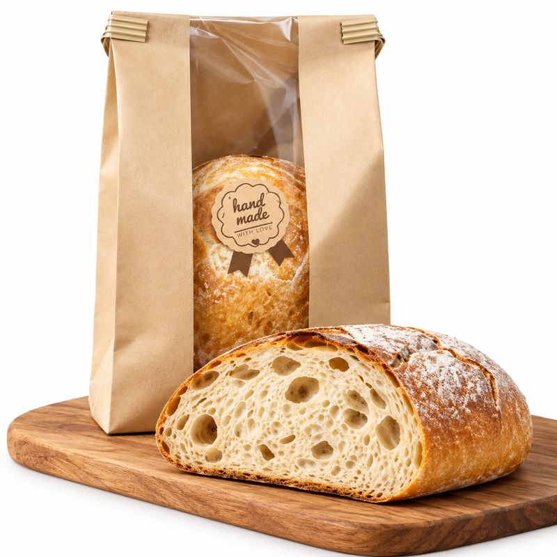 Disposable Kraft Bread Bags with Window - 5 Pack