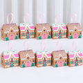 Gingerbread House Treat Box Pink Tones 13x7x10.5cm 10 Pack
