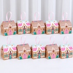 Gingerbread House Treat Box Pink Tones 13x7x10.5cm 10 Pack