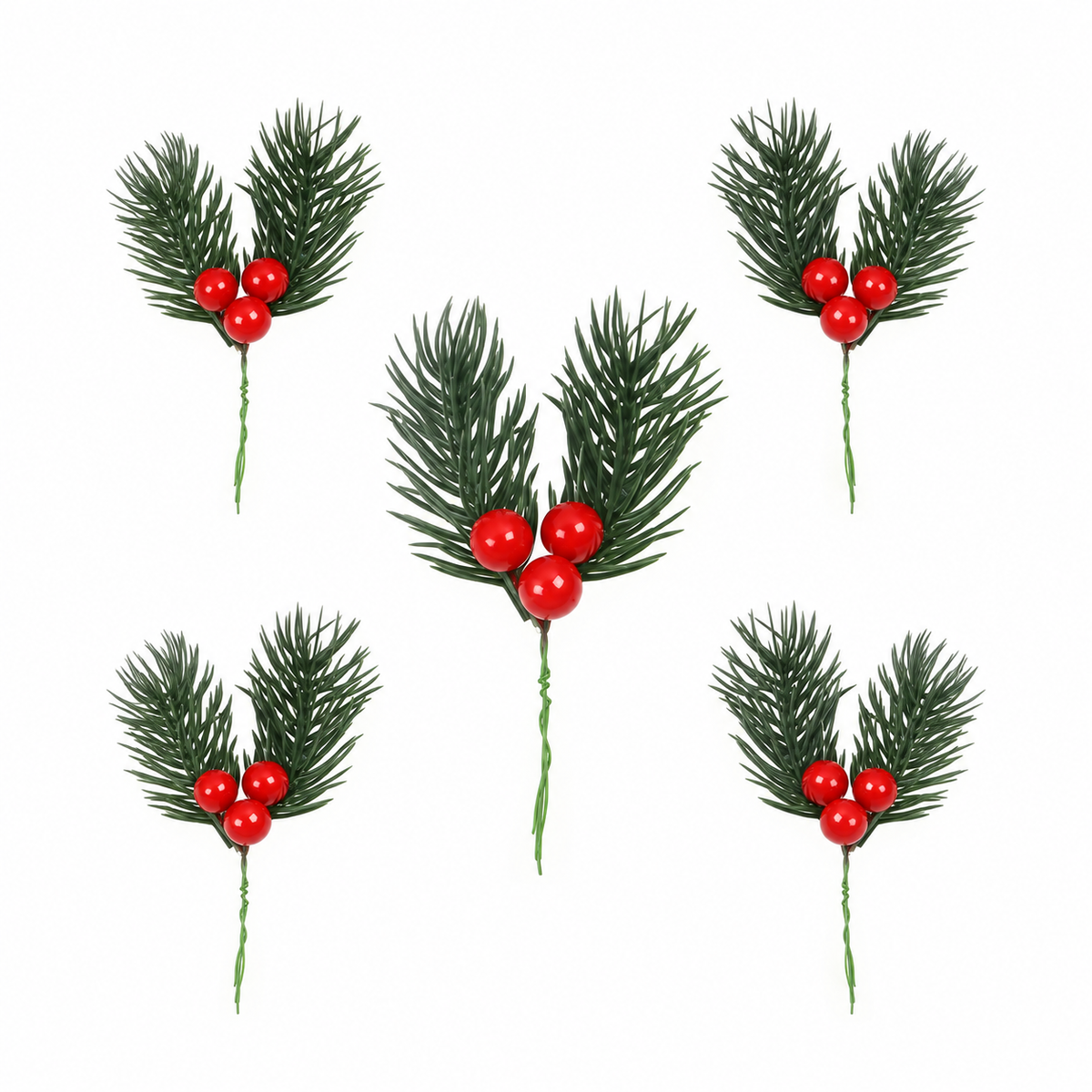 Cake Topper Mini Pine Needle & Berry 5 pack