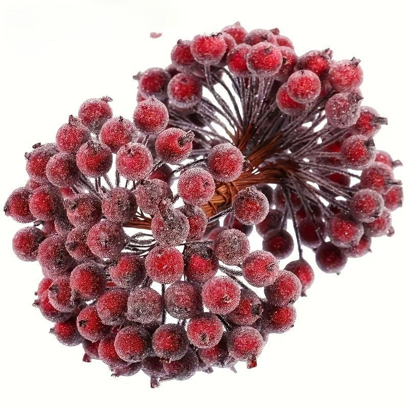 Artificial Frosted Berry Stems – Wine Red 20 Pack