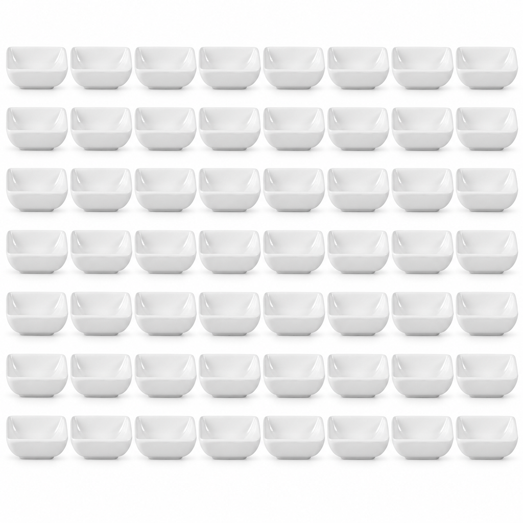 Ryner Melamine Square Sauce Dish - 7 x 7cm White - 48 Pack