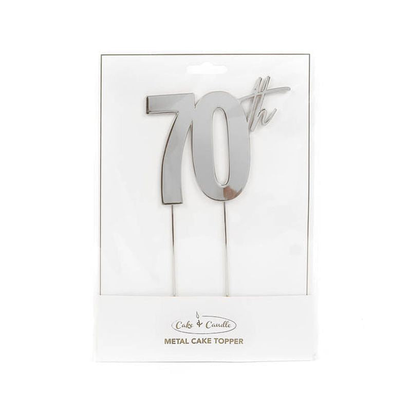 C&C SILVER Metal Cake Topper - 70th