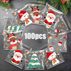 Christmas Cellophane Treat Bags Assorted Designs 100pcs