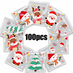 Christmas Cellophane Treat Bags Assorted Designs 100pcs